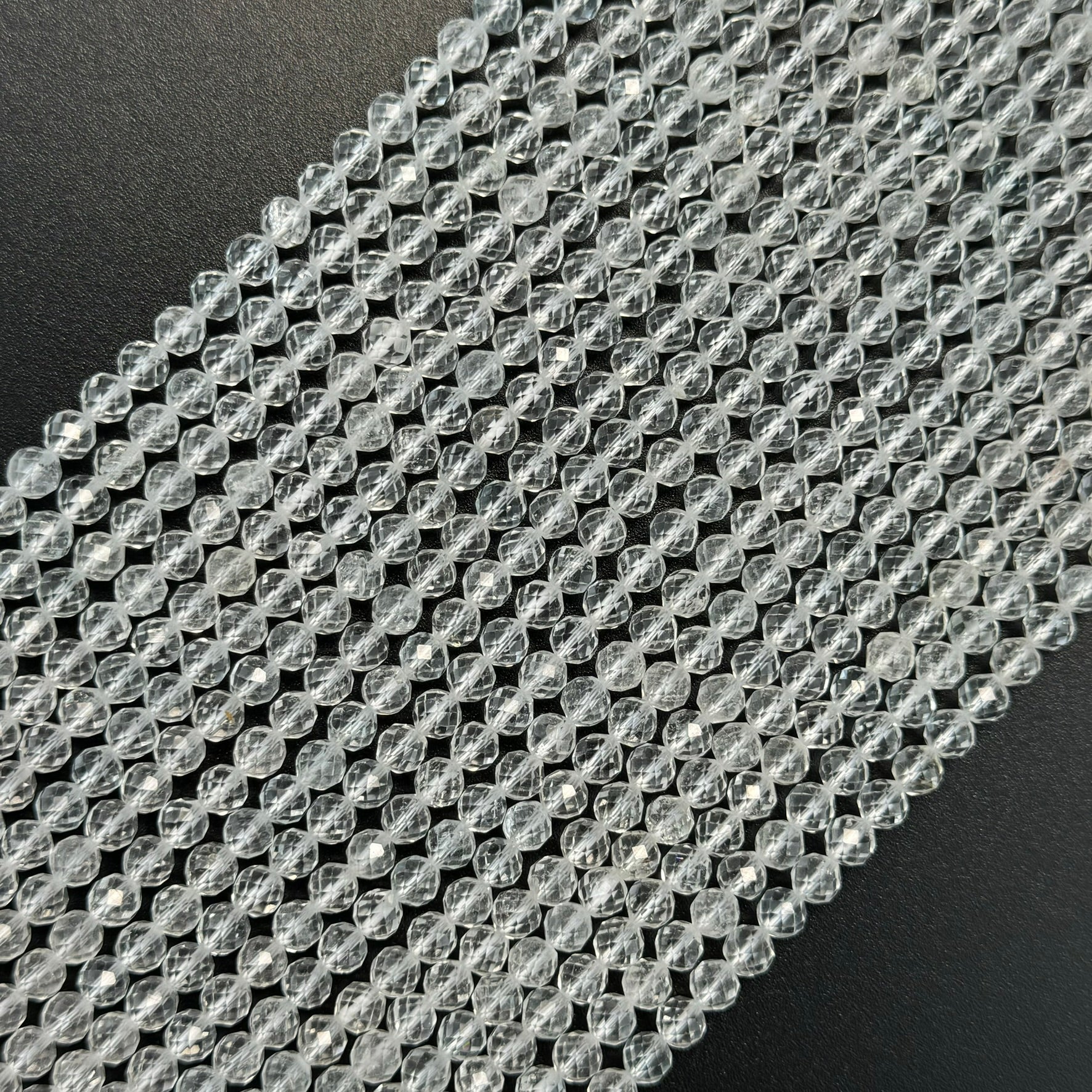 White Topaz Faceted Round Beads