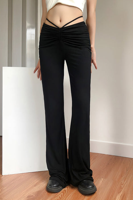 Black Modal Drawstring Trousers — YonPop