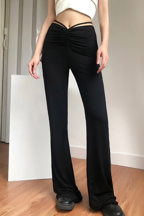 Black Modal Drawstring Trousers — YonPop