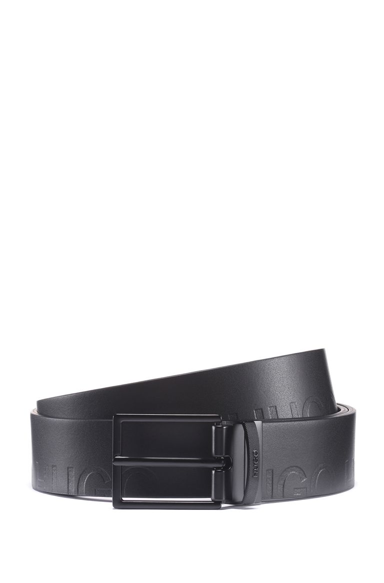 leather belt with matte gunmetal hardware