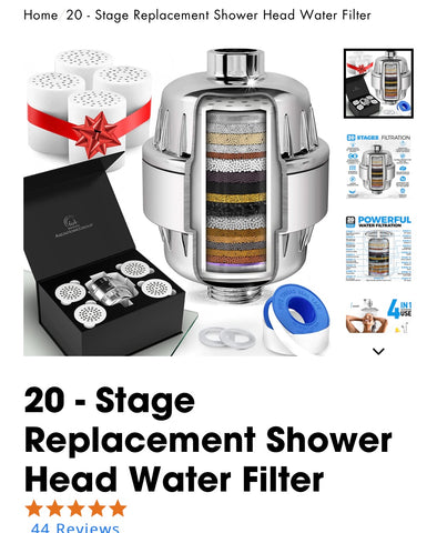 A 20 - Stage replacement shower head water filter from AquaHomeGroup