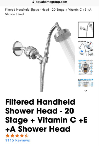 Filtered Handheld Shower Head - 20 Stage + Vitamin C+E+A