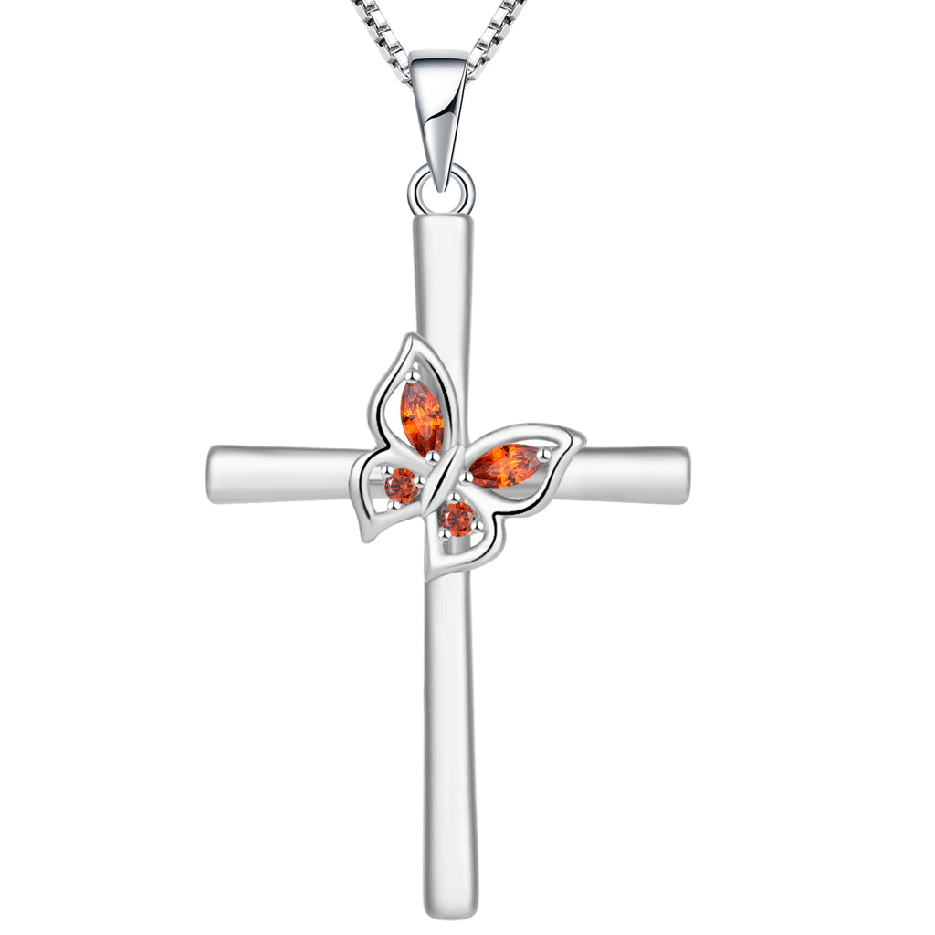 Yeelery Butterfly Sterling Silver Cross Necklace – yeelery