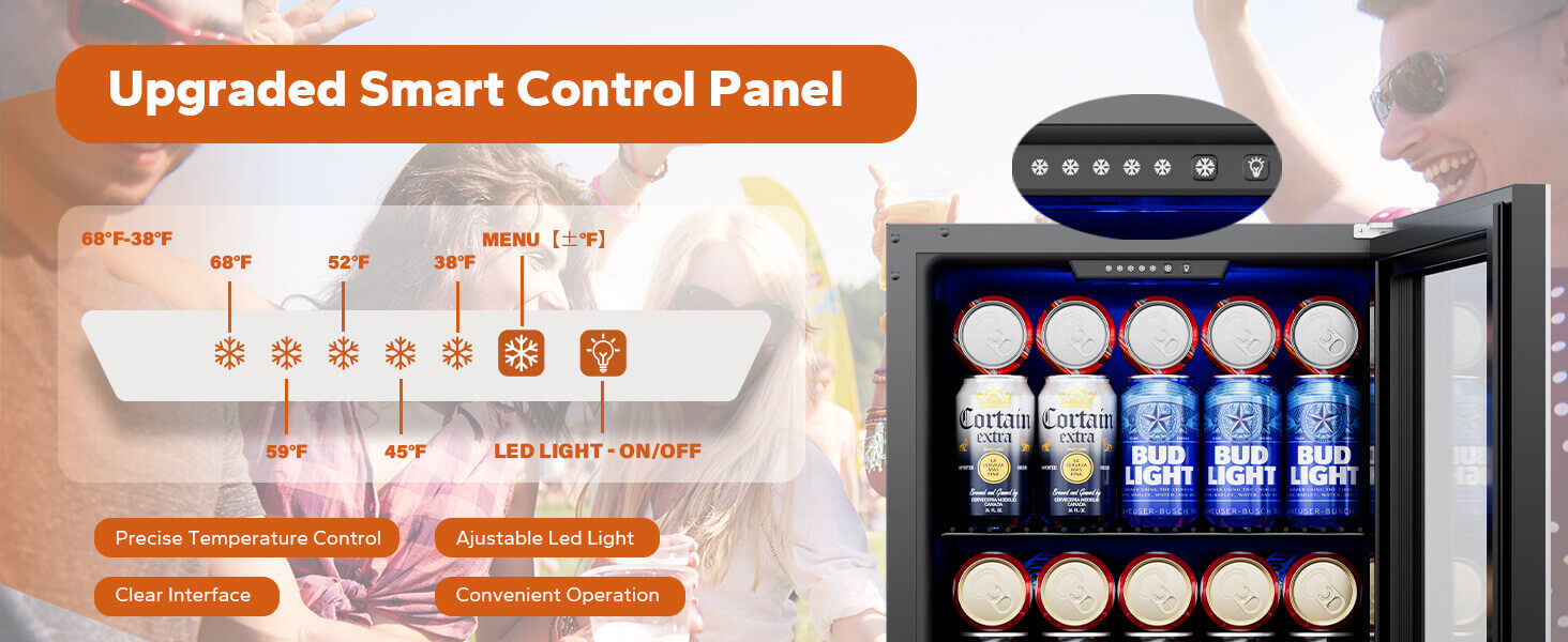 beverage cooler with smart control panel