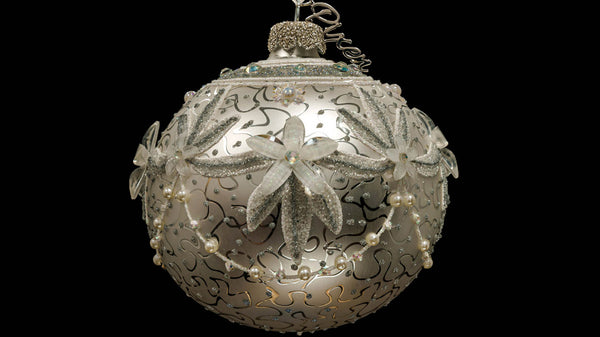 Luna art deco influenced glass Christmas ornament