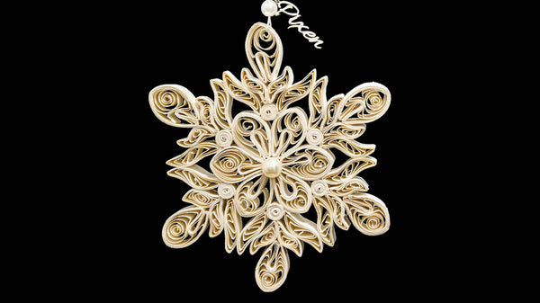 Nina White Hand Quilled Paper Christmas Ornament