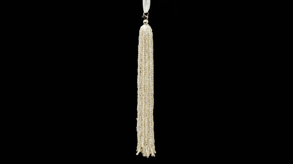 Silver glass bugle bead Christmas tassel