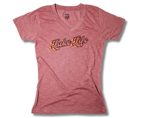 Picture of 882 Womens Vneck T- Sunset Rose- Lake