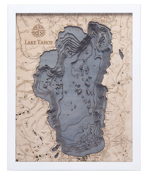 Picture of Lake Tahoe 3-D Nautical Wood Chart, Small, 16" x 20" (M.A.P. $149)