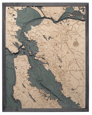 Picture of San Francisco Bay, California 3-D Nautical Wood Chart, Large, 24.5" x 31" (M.A.P. $332)