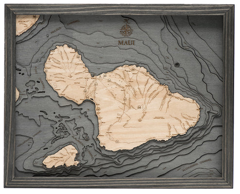 Picture of Maui, Hawaii 3-D Nautical Wood Chart, Small, 16" x 20" (M.A.P. $169)