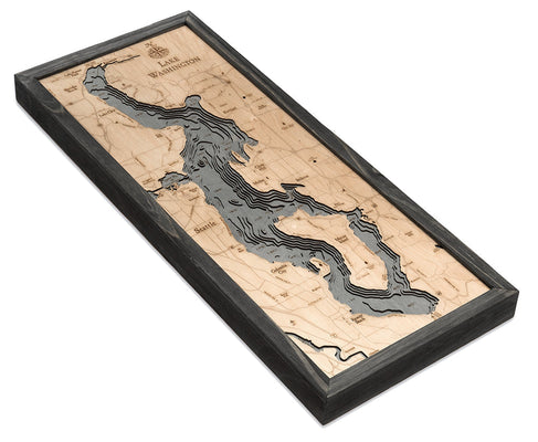 Picture of Lake Washington, Washington 3-D Nautical Wood Chart, Medium, 13.5 x 31" (M.A.P. $194)