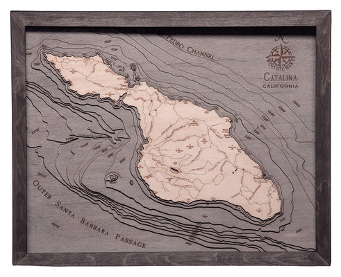 Picture of Catalina Island, California 3-D Nautical Wood Chart, Small, 16" x 20" (M.A.P. $169)