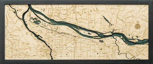 Picture of Portland, Oregon 3-D Nautical Wood Chart, Medium, 13.5" x 31" (M.A.P. $272)