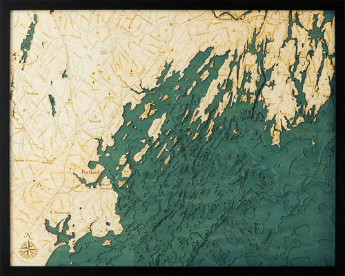 Picture of Portland, Maine 3-D Nautical Wood Chart, Large, 24.5" x 31" (M.A.P. $425)