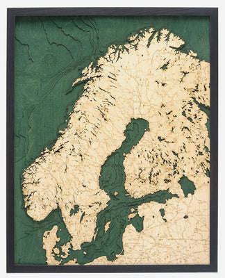 Picture of Scandinavia 3-D Nautical Wood Chart, Large, 24.5" x 31" (M.A.P. $375)