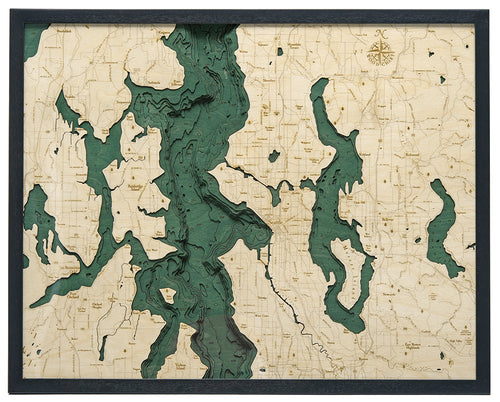 Picture of Seattle 3-D Nautical Wood Chart, Large, 24.5" x 31" (M.A.P. $332)