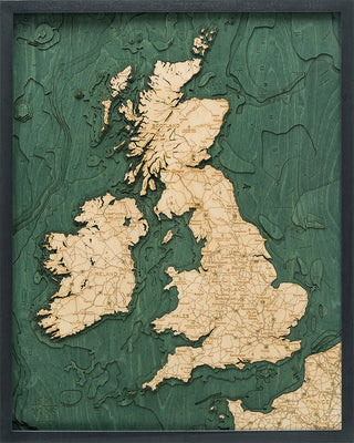 Picture of United Kingdom 3-D Nautical Wood Chart, Large, 24.5" x 31" (M.A.P. $375)