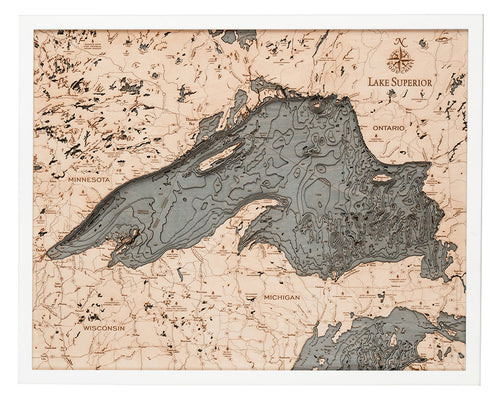 Picture of Lake Superior 3-D Nautical Wood Chart, Large, 24.5" x 31"(M.A.P. $375)