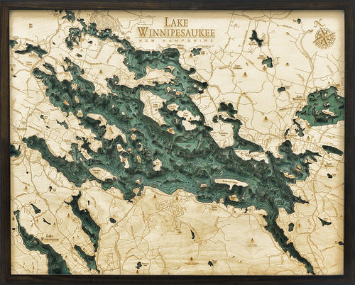 Picture of Lake Winnipesaukee, New Hampshire 3-D Nautical Wood Chart, Large, 24.5" x 31" (M.A.P. $375)