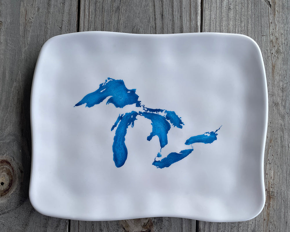 Picture of Melamine Tray 10"x8"-Handmade look- Great Lakes/Painted Look