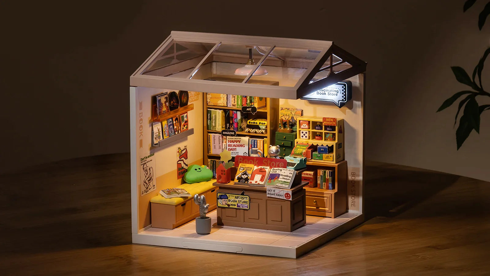 Amharb Fascinating Book Store DIY Miniature Craft Kit Super Creator Series (1)