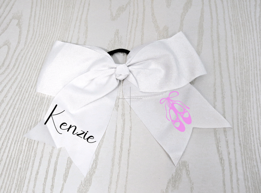 kenziesboutique1 Personalized Sports Hair Bow for Girls Hair Tie Accessory- Custom White Preppy Bow - Cheer 8 Bow - Ribbon Basketball Volleyball Soccer Softball