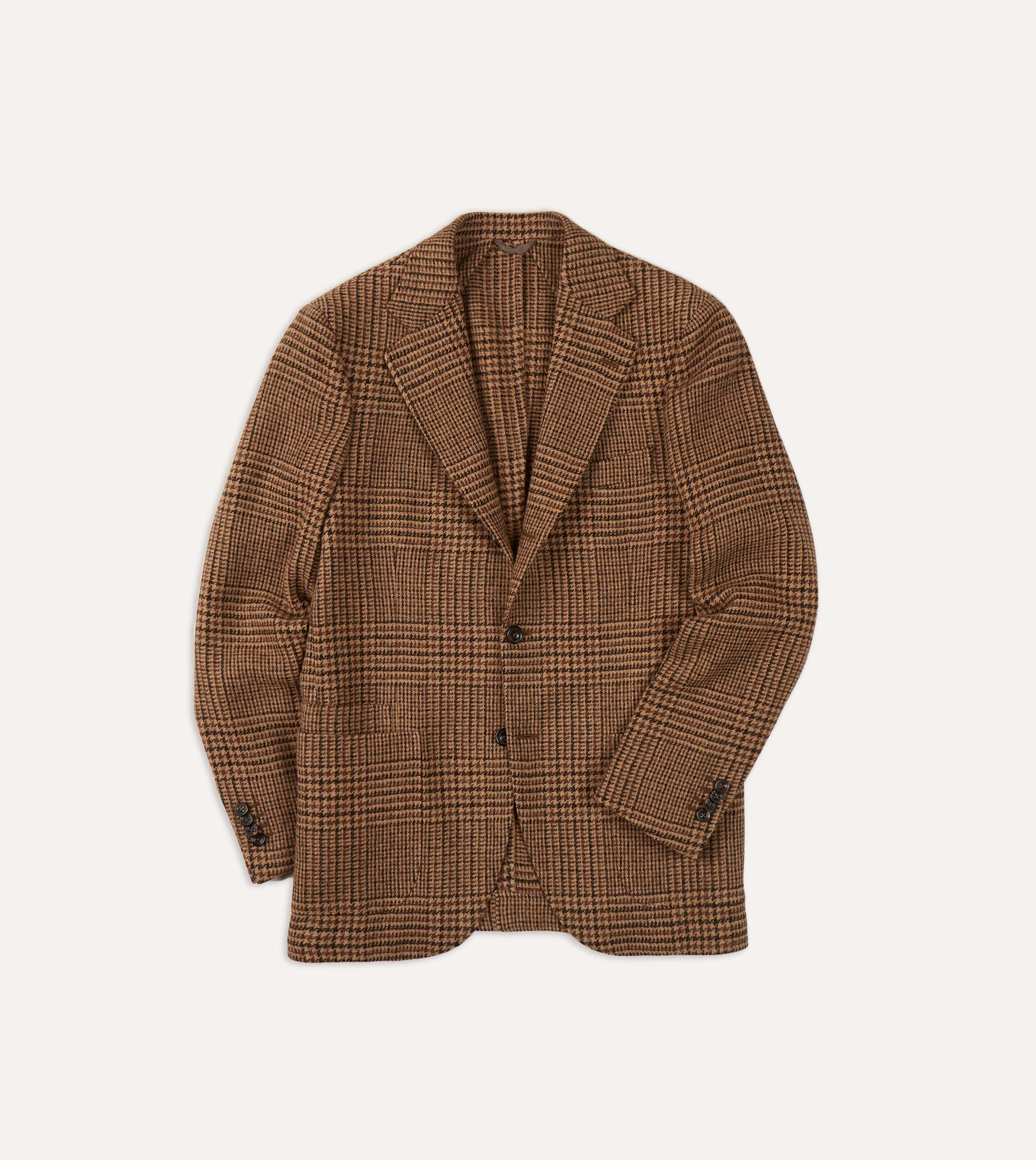 Mid Brown Prince of Wales Check Tweed Blazer