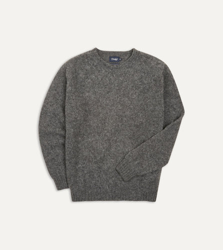 Jamieson's : Brushed Wool Crewneck Knit : Light Grey