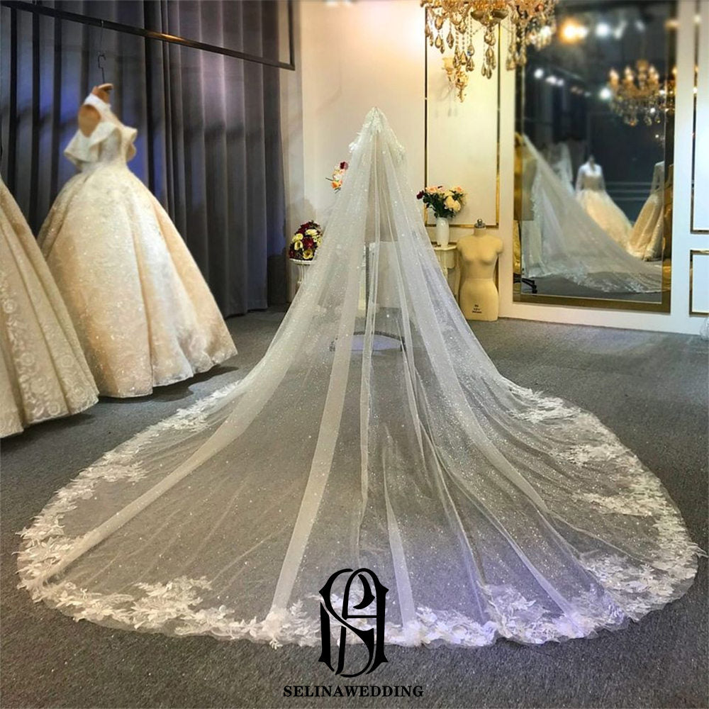 Luxury Lace Long Train Wedding Veil Long Bridal Veil selina202242939