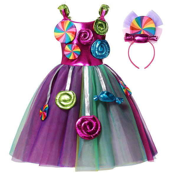 Baby Girls Encanto Charm Dresses Kids Carnival Party Costume Dolores Mirabel Isabella Princess Clothes Toddler Candy Ball Gown
