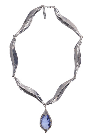 Metal necklace with glass details-1