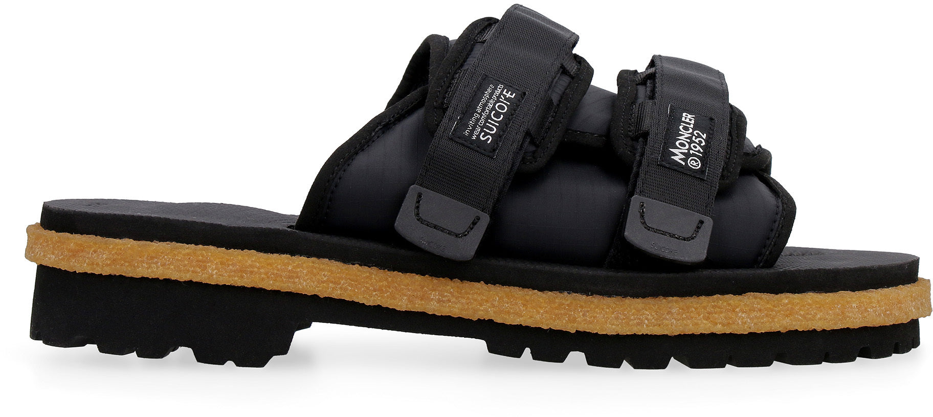 Moncler Suicoke x 2 Moncler 1952 Moto Mountain slides black