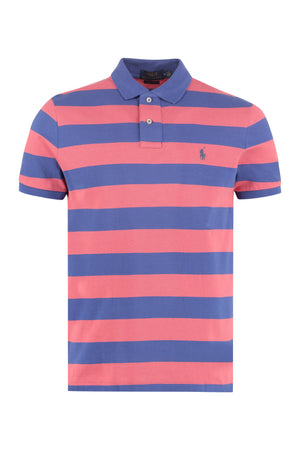 Striped cotton-piqué polo shirt-0