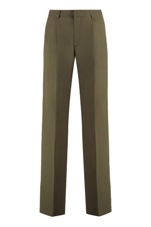 Linen blend trousers-0