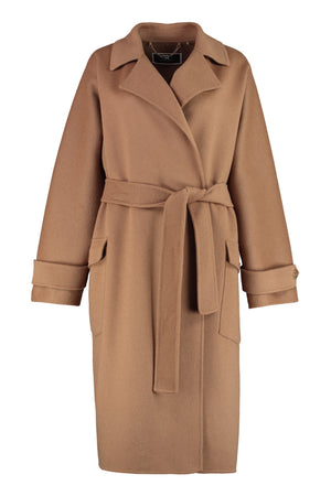 Belted wool cloth coat-0