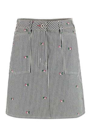 Striped denim mini skirt-0