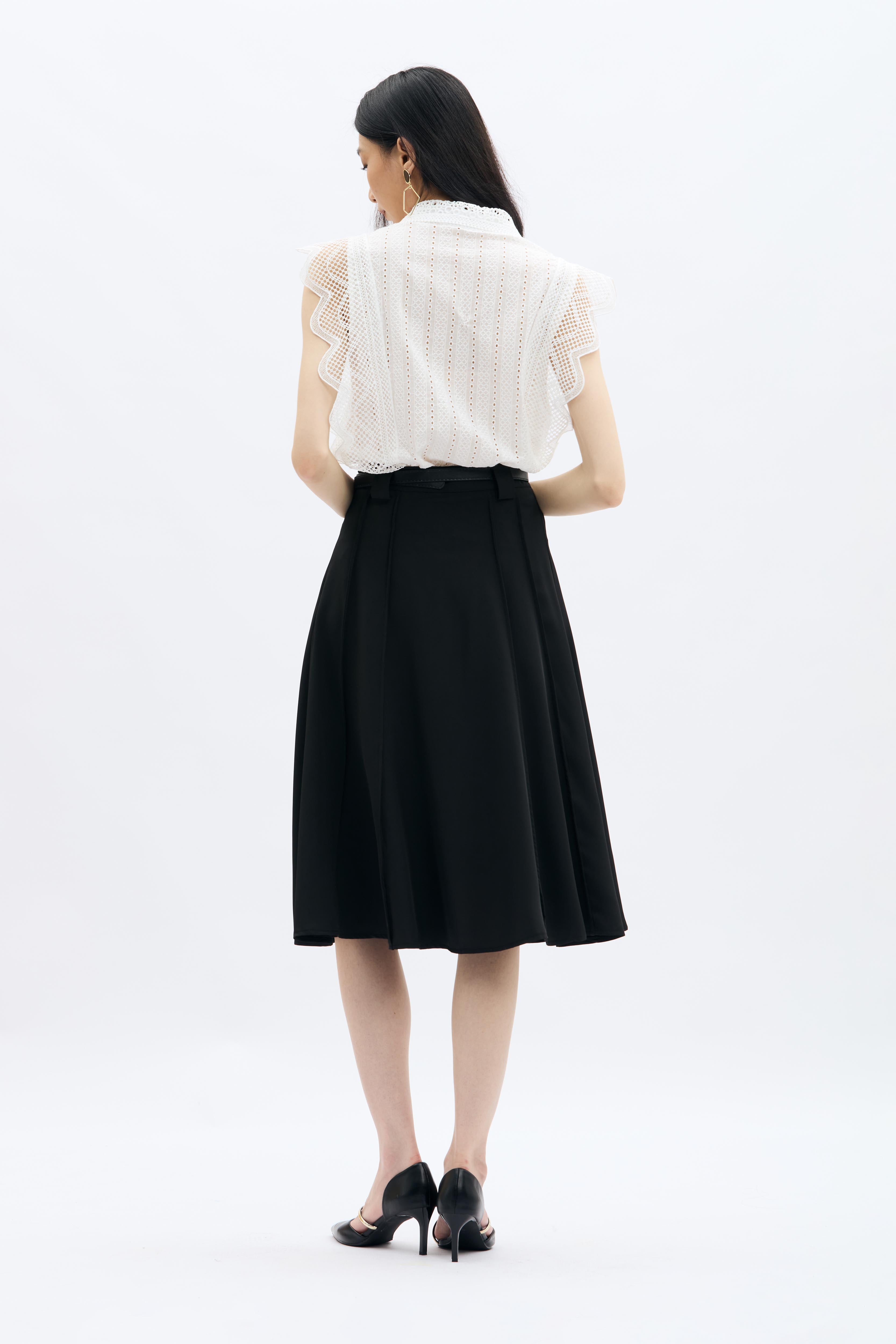 Panel Midi Skirt with Belt