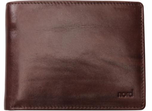 Nord Leather Dollar herre skinn lommebok 9 kort/ myntlomme Brun