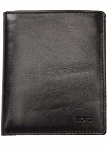Nord Leather Klassisk herre skinn lommebok 10 kort/ uten myntlomme Svart