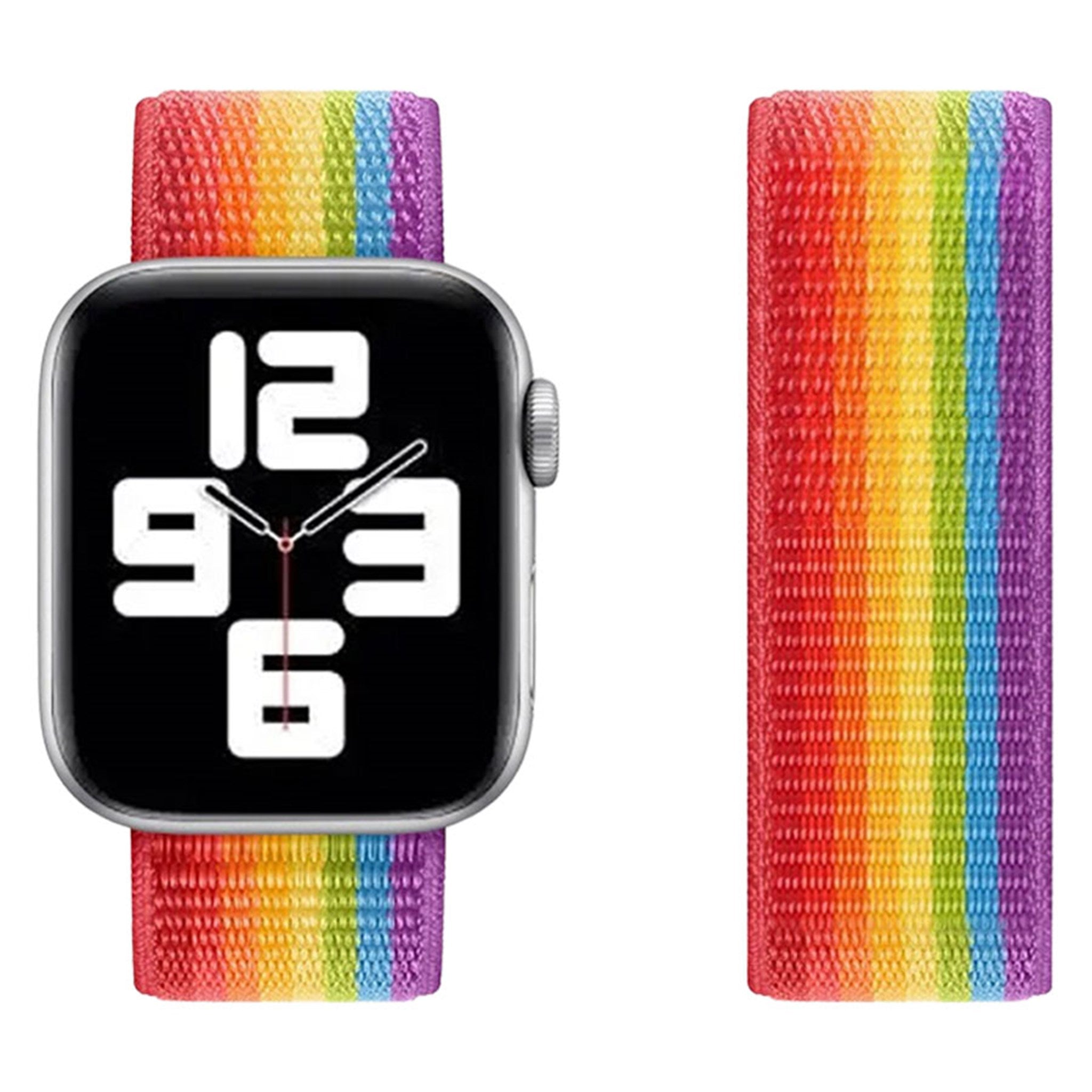 Se Lippa Apple Watch LGBT+ nylonrem 42/44/45/49, Regnbuefarver hos Lippa.dk