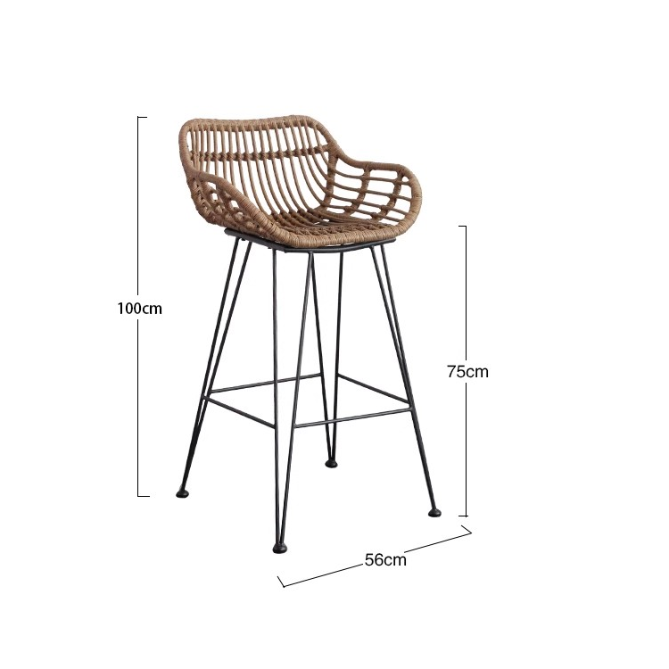 Rattan Bar Chair - FIONA - Alternate View