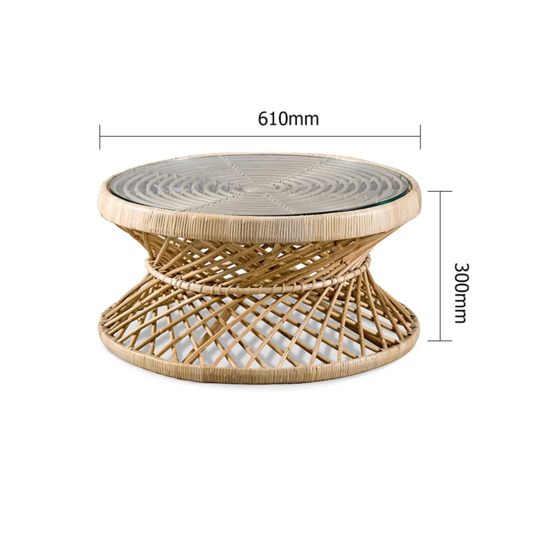 Rustic Cottage Rattan Coffee Table - PEDRO - Alternate View