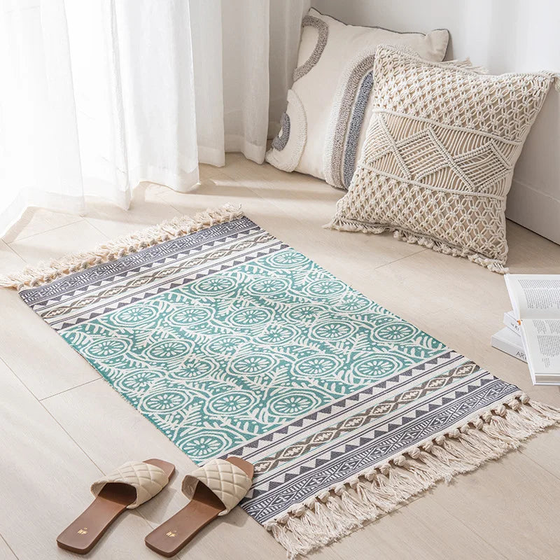 Linen Vintage Tassels Rug - Boho Aesthetic - Product view 10