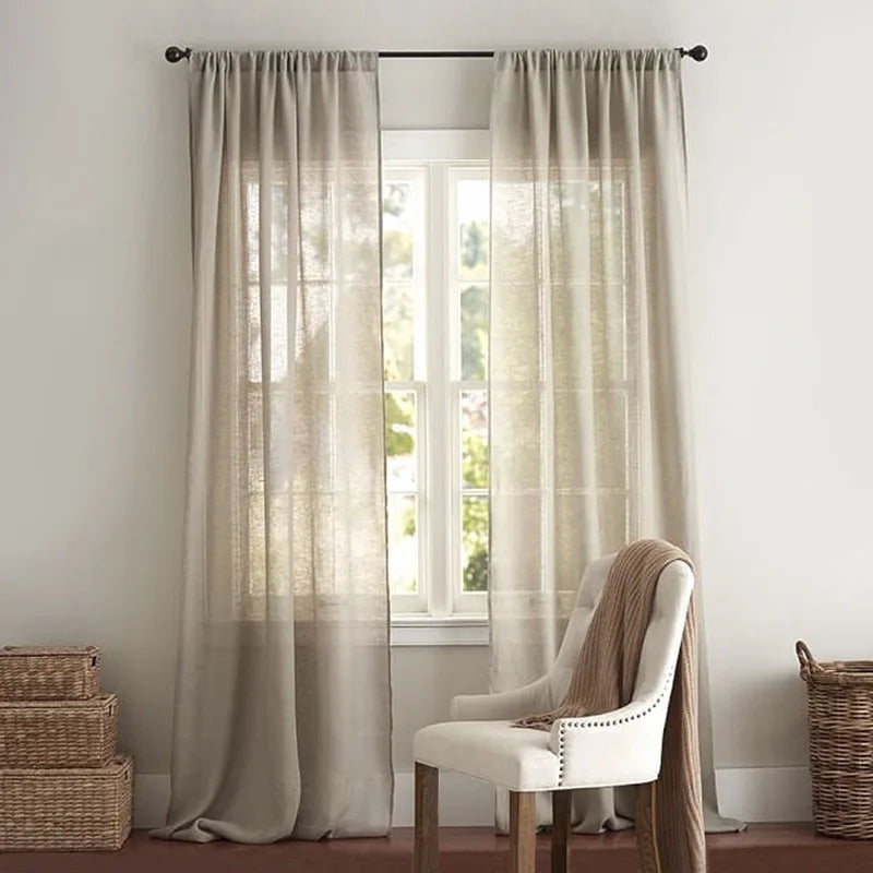 Stone Washed Linen Curtains for Living Room - Alternate View