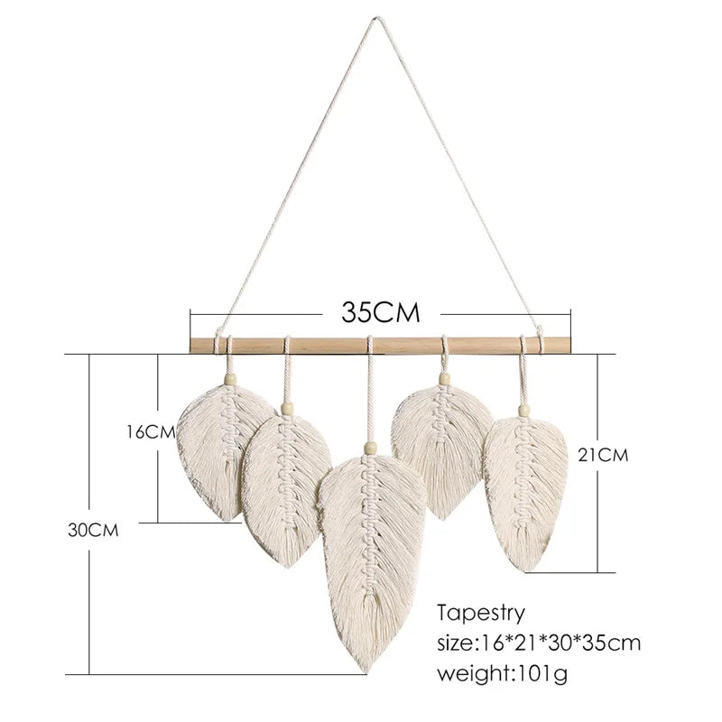 Nordic Macrame Wall Hanging: Leaves & Tassels - Product view 6