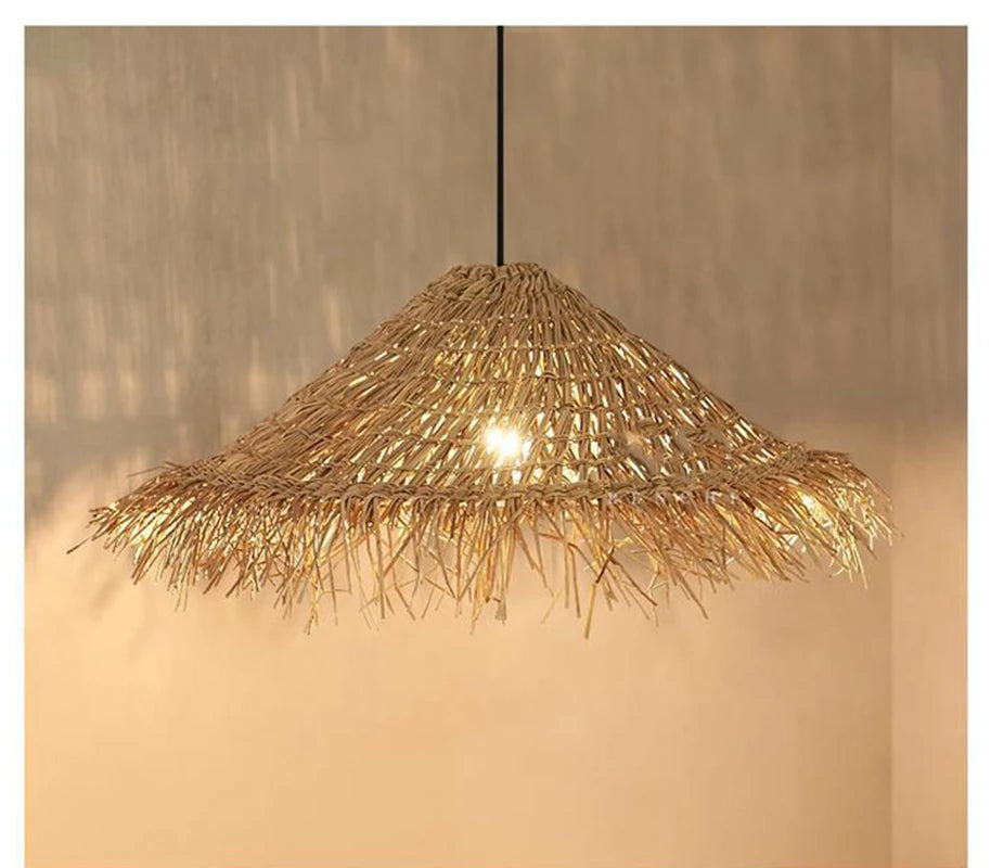 Vintage Wicker Pendant Lamp - Wabi-Sabi Chandelier - S5f43c5c9433447fc80e577cad902bc2ew