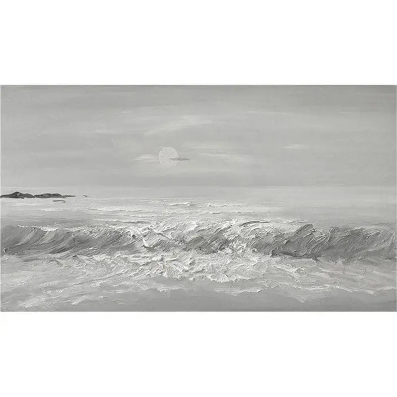 Japandi Seascape: Textured Oil Painting for a Coastal Wabi-Sabi Calm - Alternate View