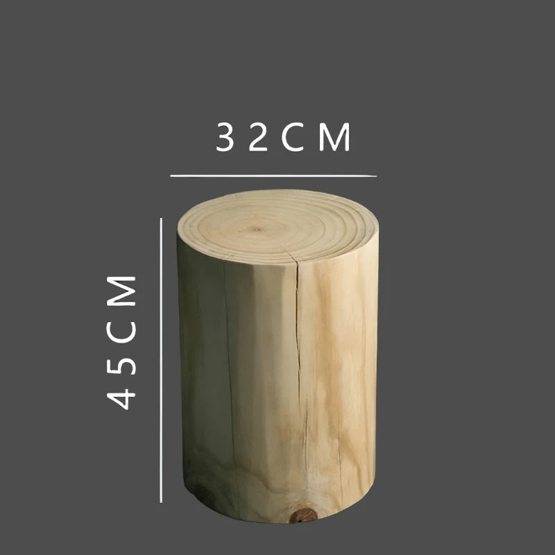 Nature's Embrace: Solid Wood Round Stool (Wabi-Sabi Inspired) - Product view 3