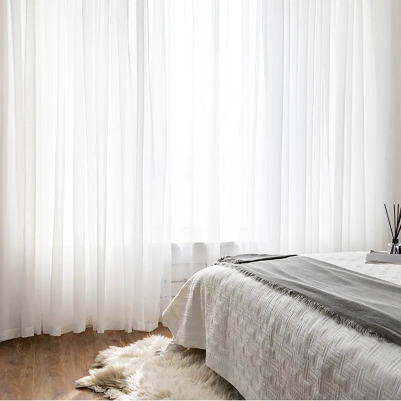 White Sheer Curtains - Voile Tulle Drapes - Alternate View